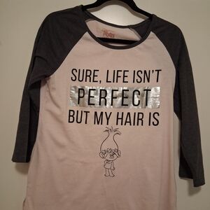 Dreamworks Trolls Gray and White Graphic Tee